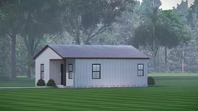 American Farmhouse 3D Model  Classic Country Home Exterior