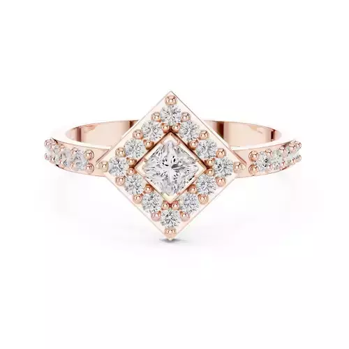 Princess Cut Halo Diamond Wedding Ring 3DM STL Video