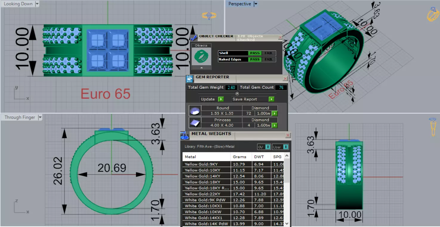 Men White Gold Sapphire and Diamond 3dm stl Ring Model mr0259 3D print model