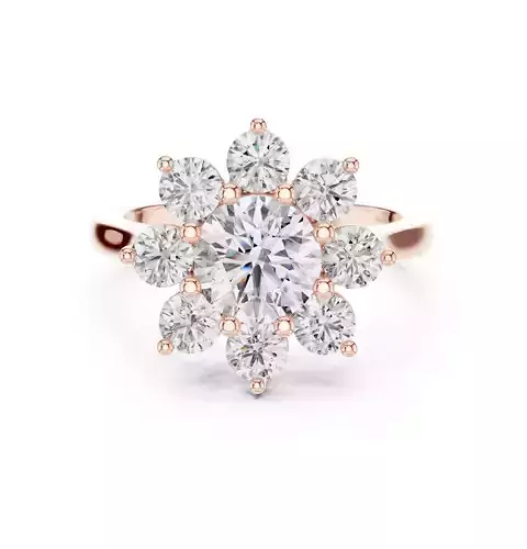 Round Cut Halo Diamond Engagement Wedding Ring 3DM STL Video