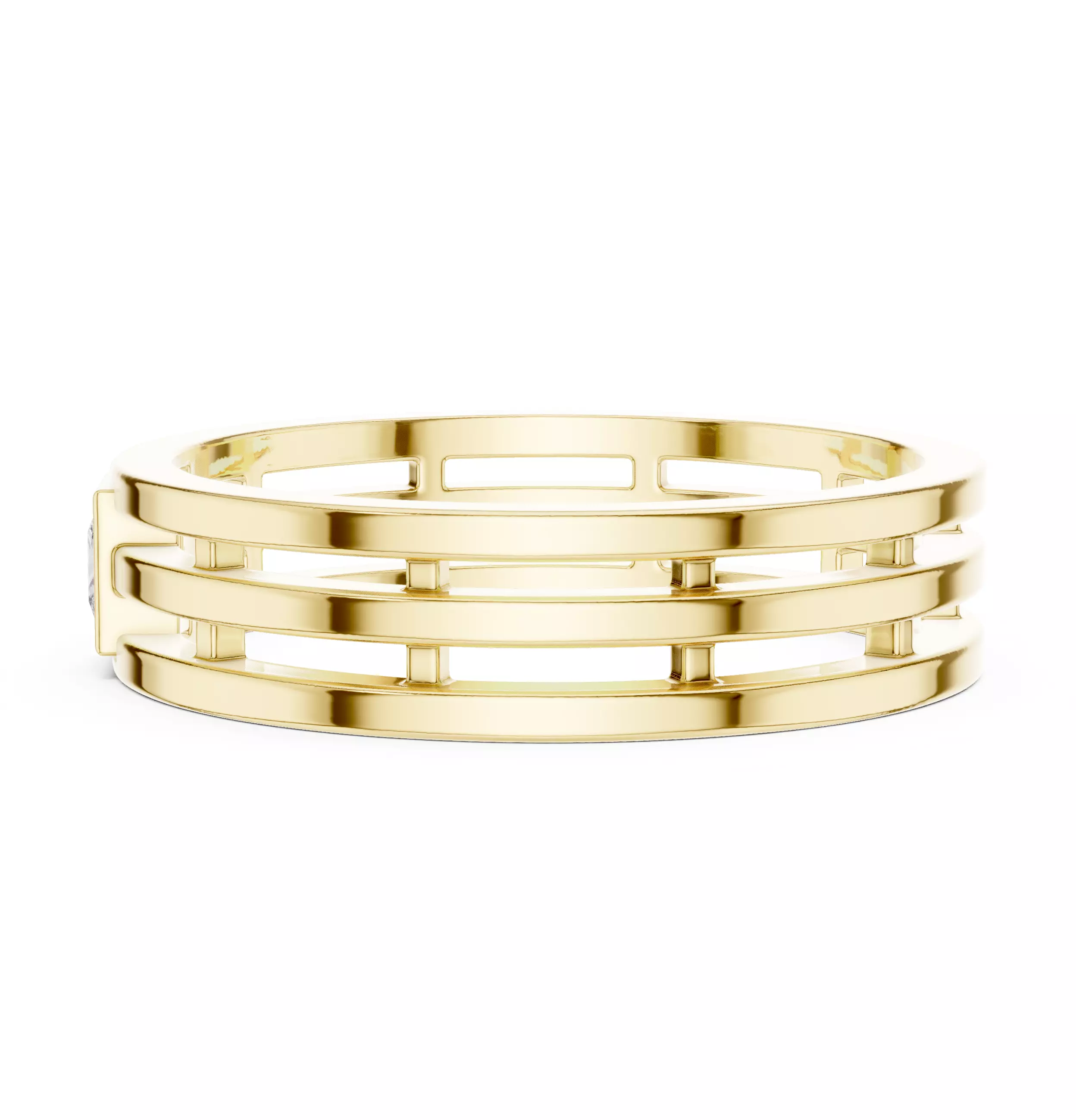 3mm Princess Cut Solitaire Bezel Set Wedding Band 3DM STL Video 3D print model_8