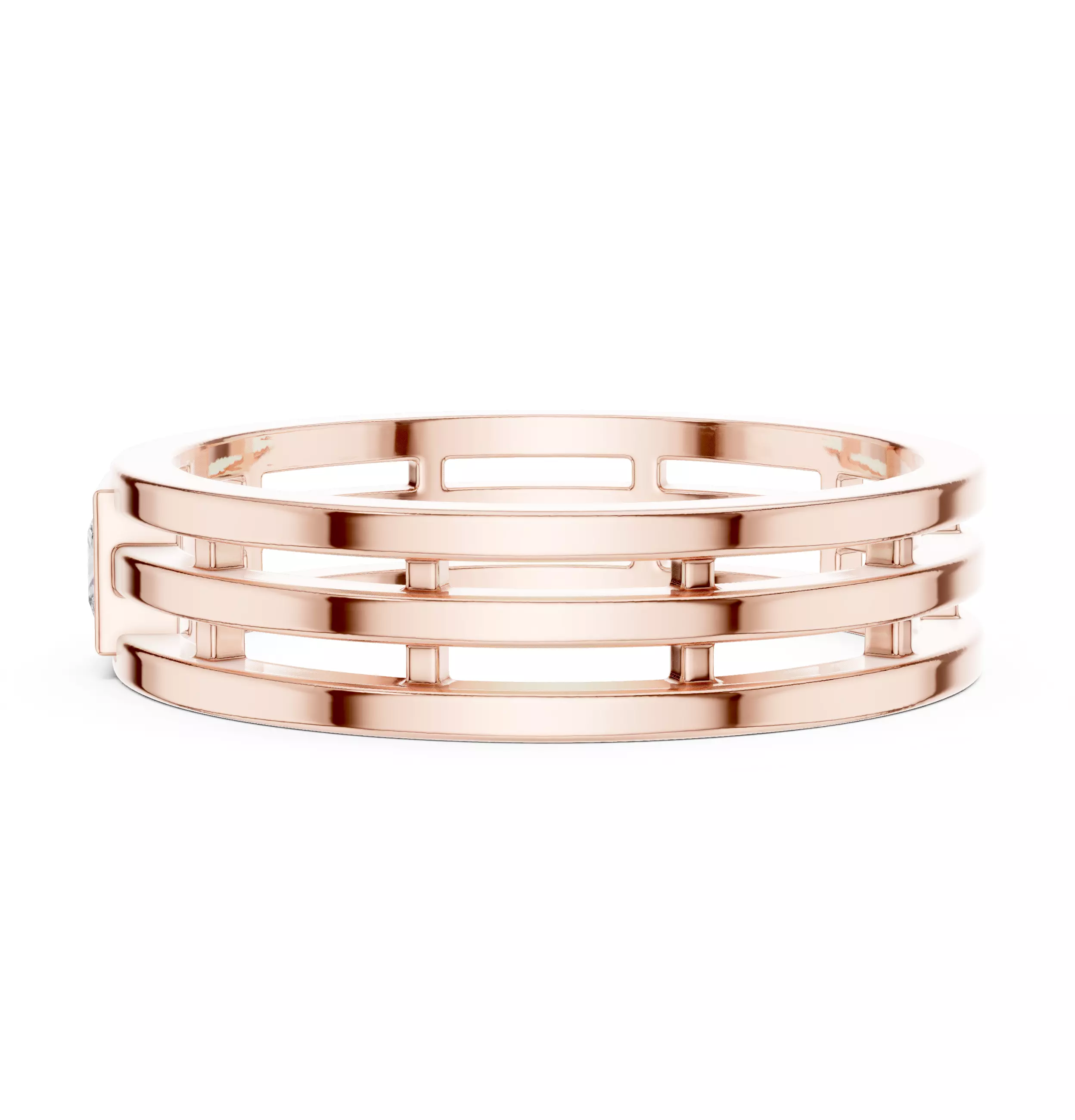 3mm Princess Cut Solitaire Bezel Set Wedding Band 3DM STL Video 3D print model_5