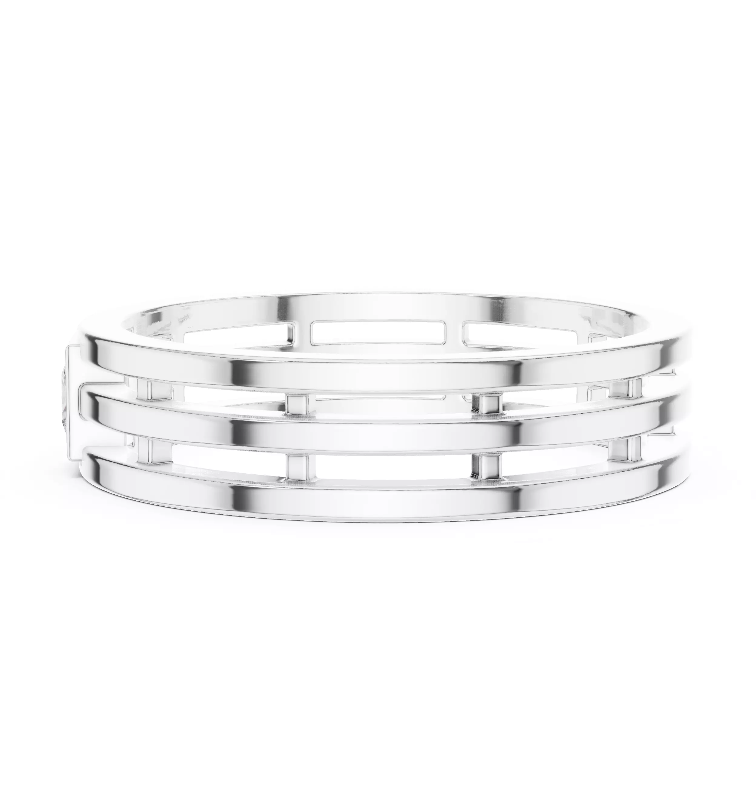 3mm Princess Cut Solitaire Bezel Set Wedding Band 3DM STL Video 3D print model_11