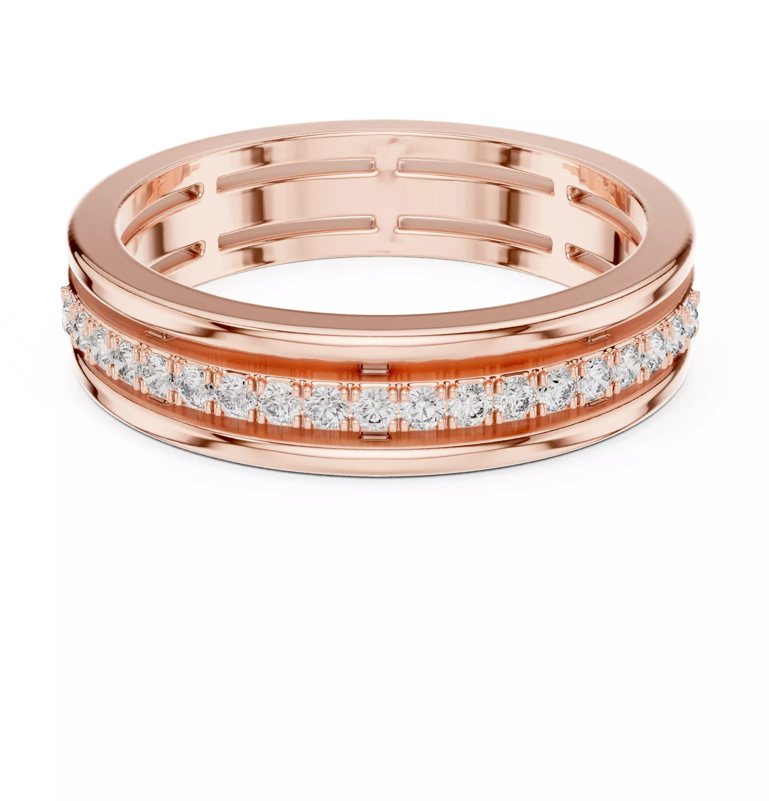 Round Cut Diamond Stacking Wedding Band 3DM STL Video 3D print model