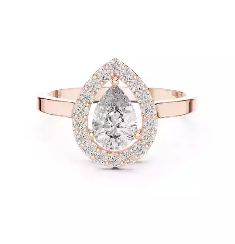 Pear Cut Halo Diamond Engagement Wedding Ring 3DM STL Video
