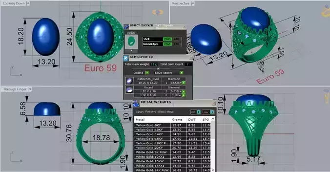 Royal Gold Men stl 3dm Ring with Amber and Diamonds Model mr0260 3D print model