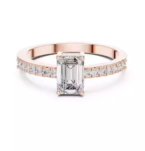 Emerald Cut Pave Diamond Engagement Wedding Ring 3DM STL Video