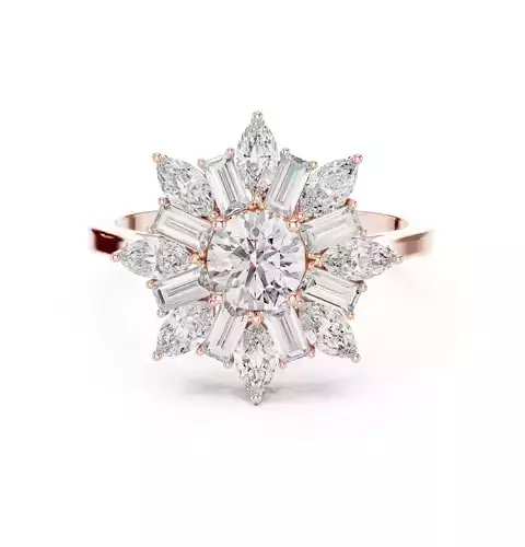 Marquise Emerald Round Diamond Engagement Ring 3DM STL Video