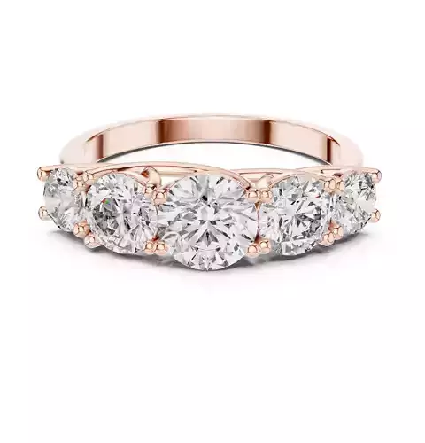 Round Cut Diamond Five Stone Wedding Ring 3DM STL Video