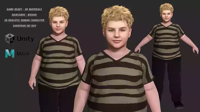 AAA 3D REALISTIC HUMAN CHARACTER - EUROPEAN FAT BOY TEENAGER