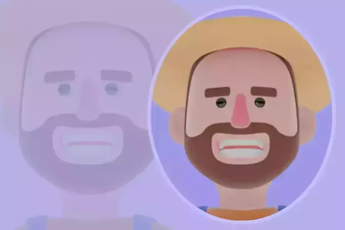 Stylized 3D Cartoon Farmer Character - Holding Small Globe