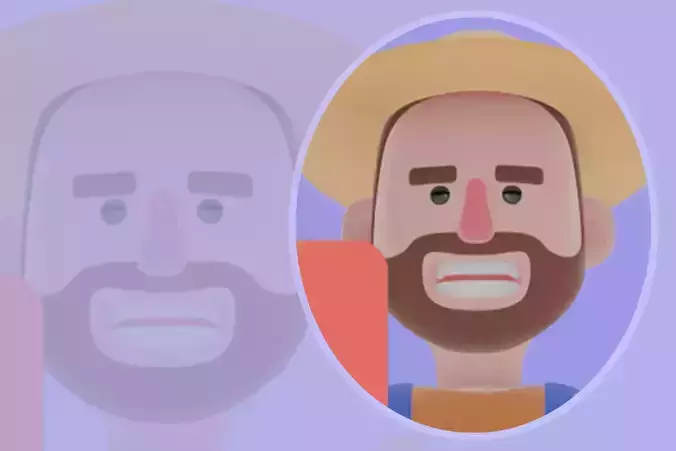 Stylized 3D Cartoon Farmer Character-Holding Heart and Thumbs Up