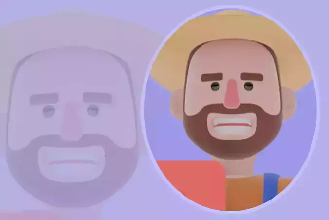 Stylized 3D Cartoon Farmer Character - Running with Heart Icon