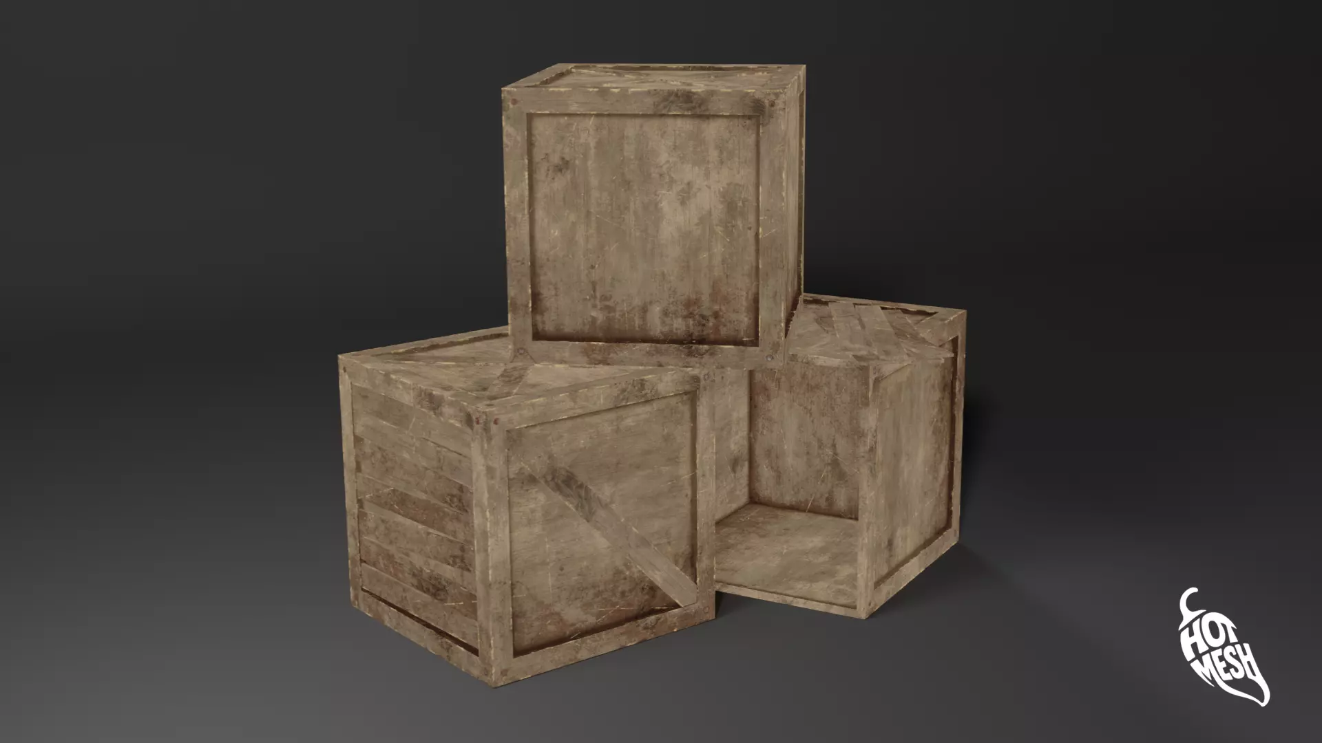  LOW POLY MEDIEVAL CRATE Low-poly 3D model_4