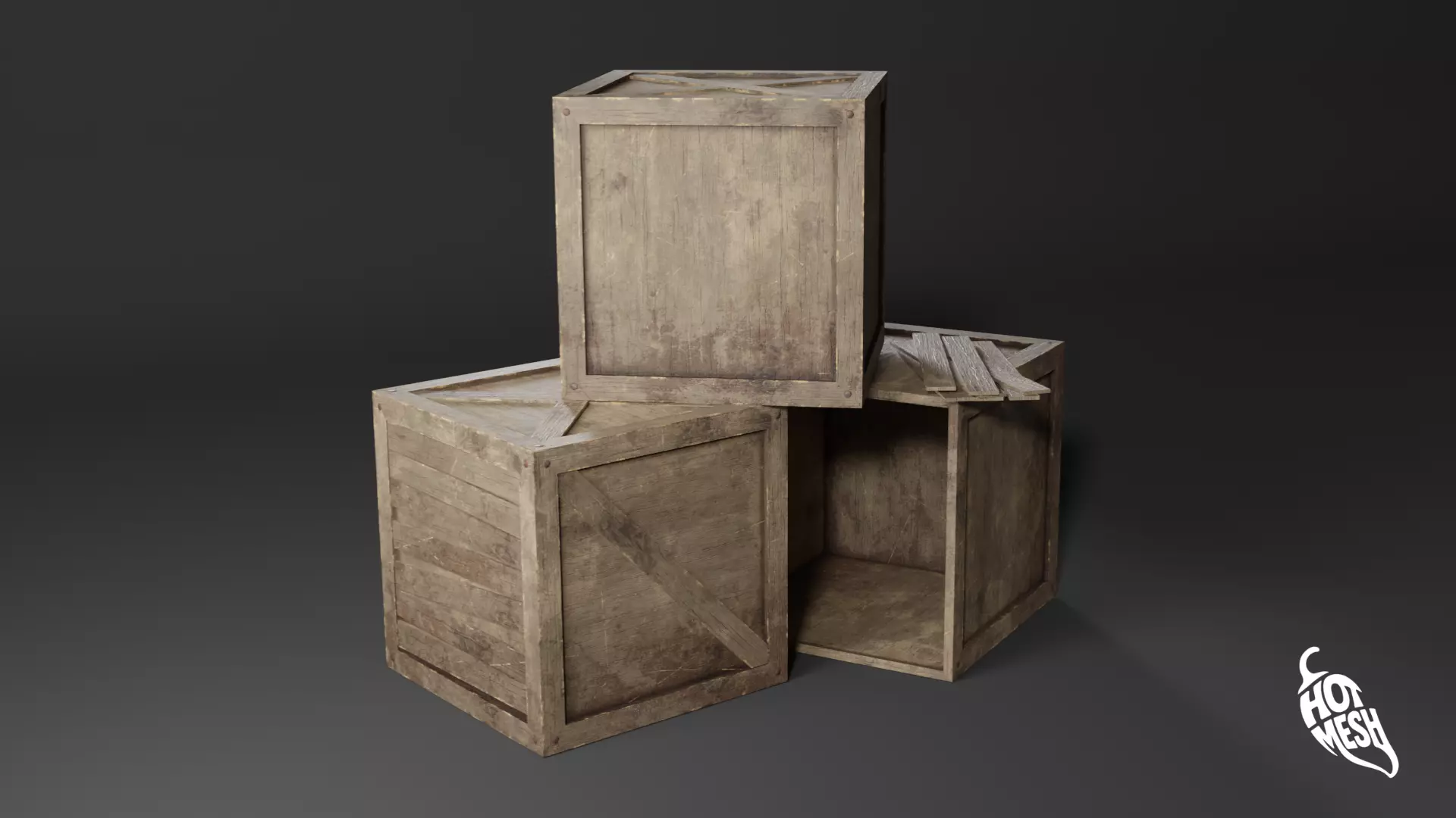  LOW POLY MEDIEVAL CRATE Low-poly 3D model_0