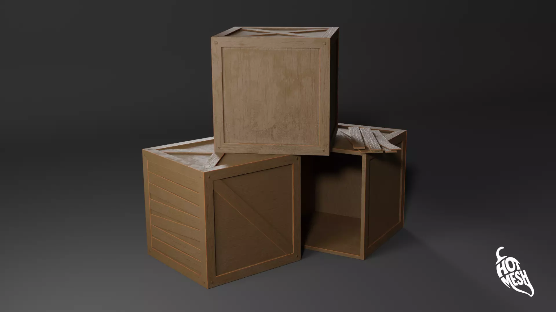  LOW POLY MEDIEVAL CRATE Low-poly 3D model_3