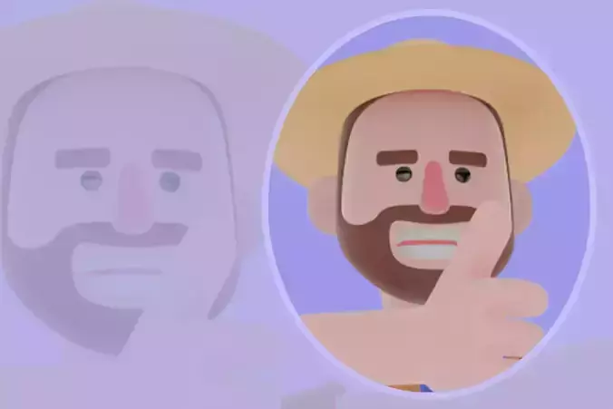 Stylized 3D Cartoon Farmer Character - Confident Pose with Heart