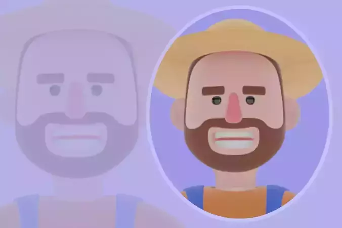 Stylized 3D Cartoon Farmer Character - Happy Pose with Heart