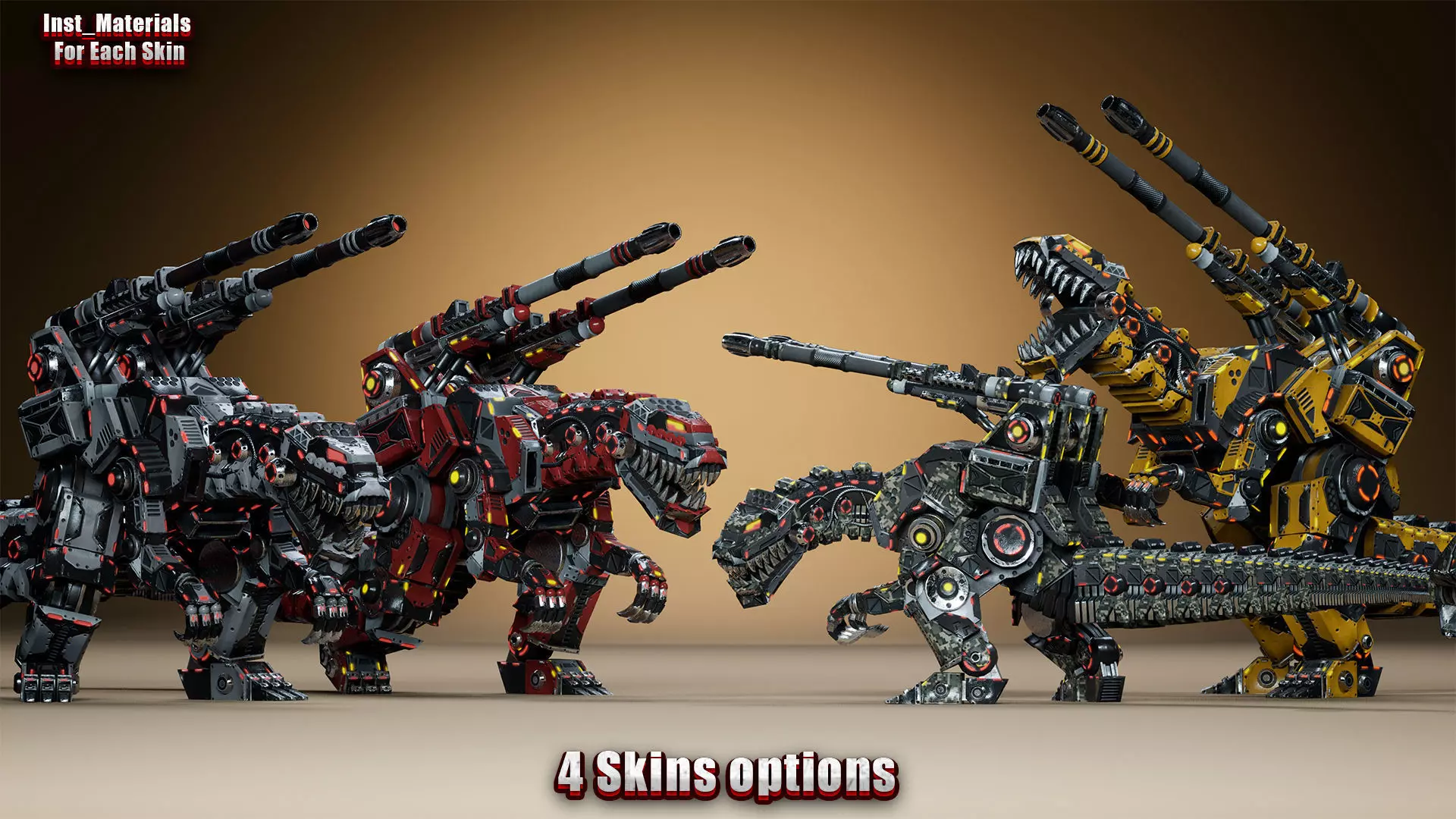 Sci-Fi Dino Gunner Low-poly 3D model_2