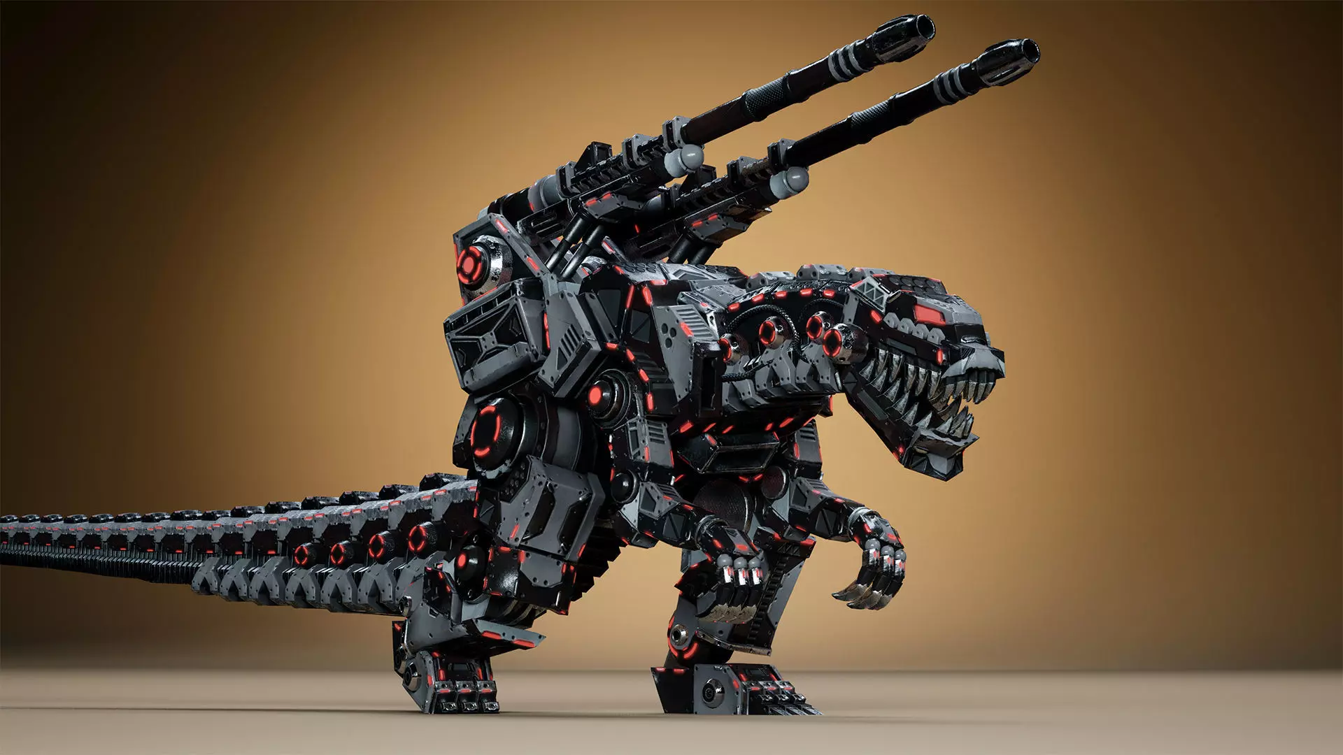 Sci-Fi Dino Gunner Low-poly 3D model_11