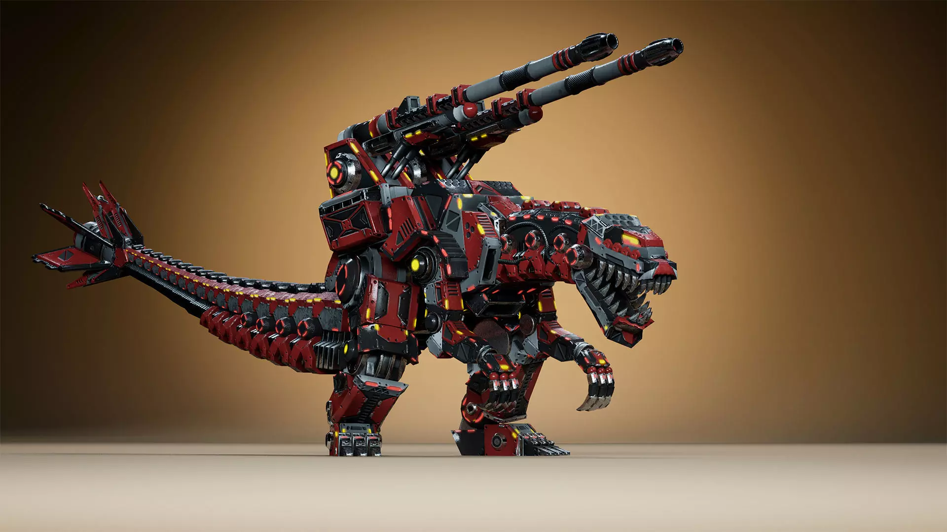 Sci-Fi Dino Gunner Low-poly 3D model_8