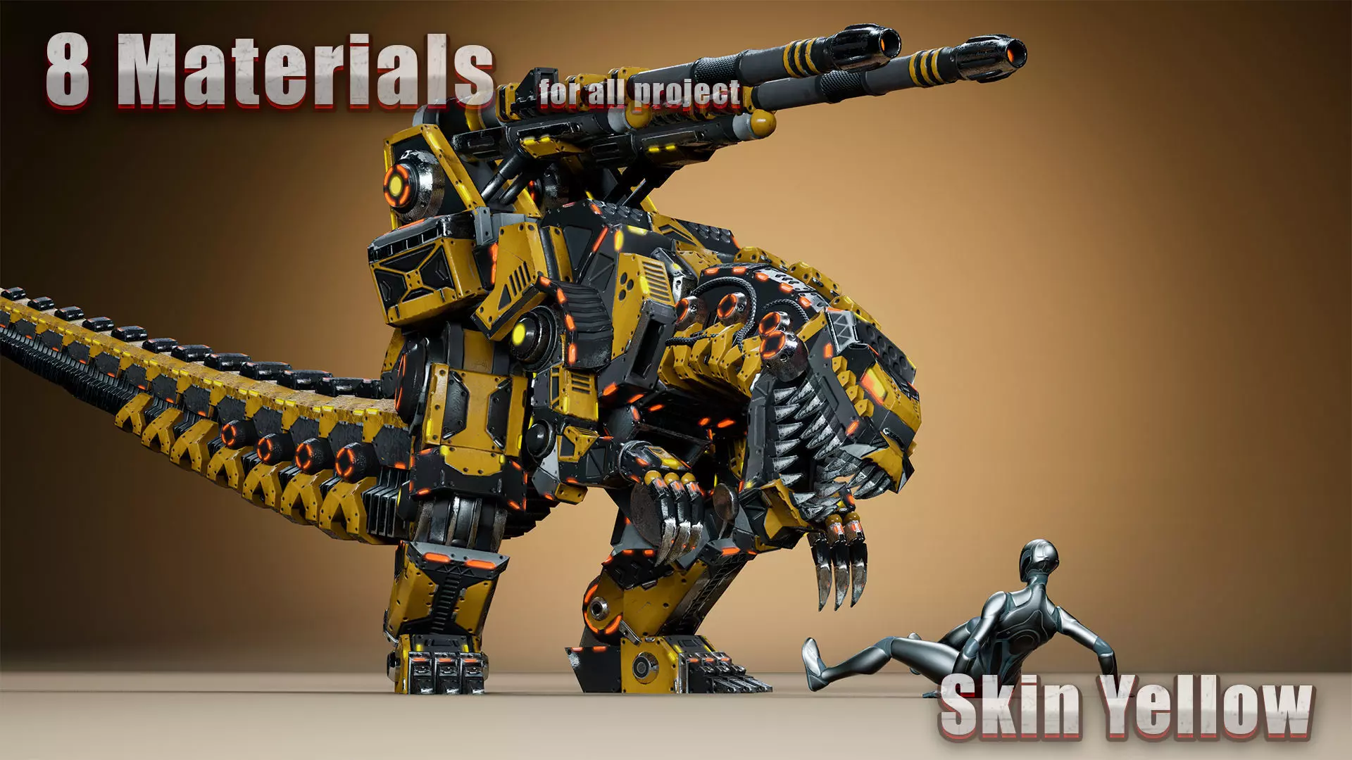 Sci-Fi Dino Gunner Low-poly 3D model_5