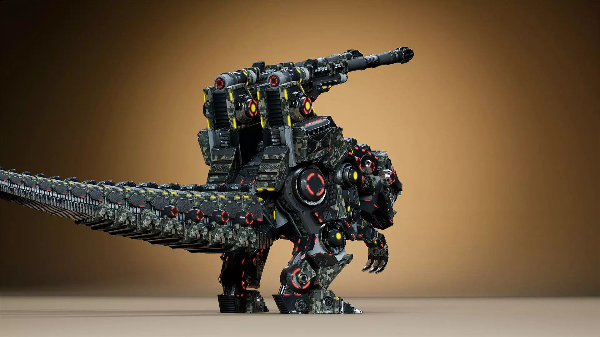 Sci-Fi Dino Gunner Low-poly 3D model_16