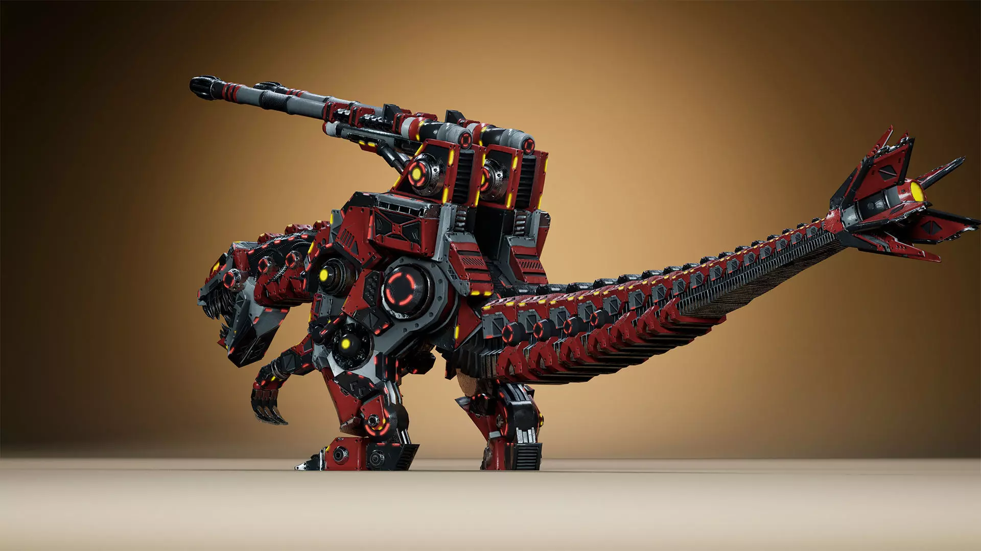 Sci-Fi Dino Gunner Low-poly 3D model_12