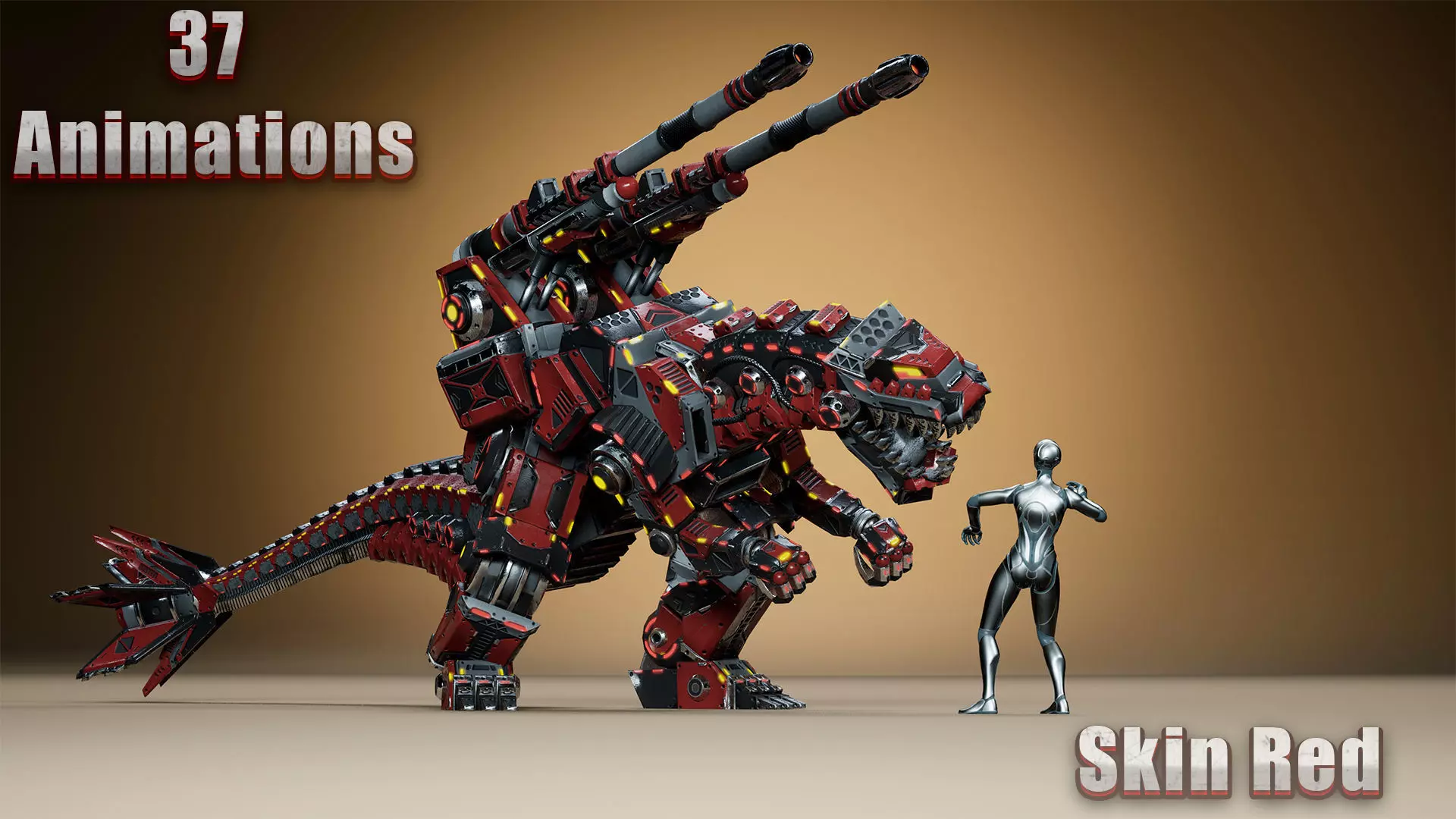 Sci-Fi Dino Gunner Low-poly 3D model_4