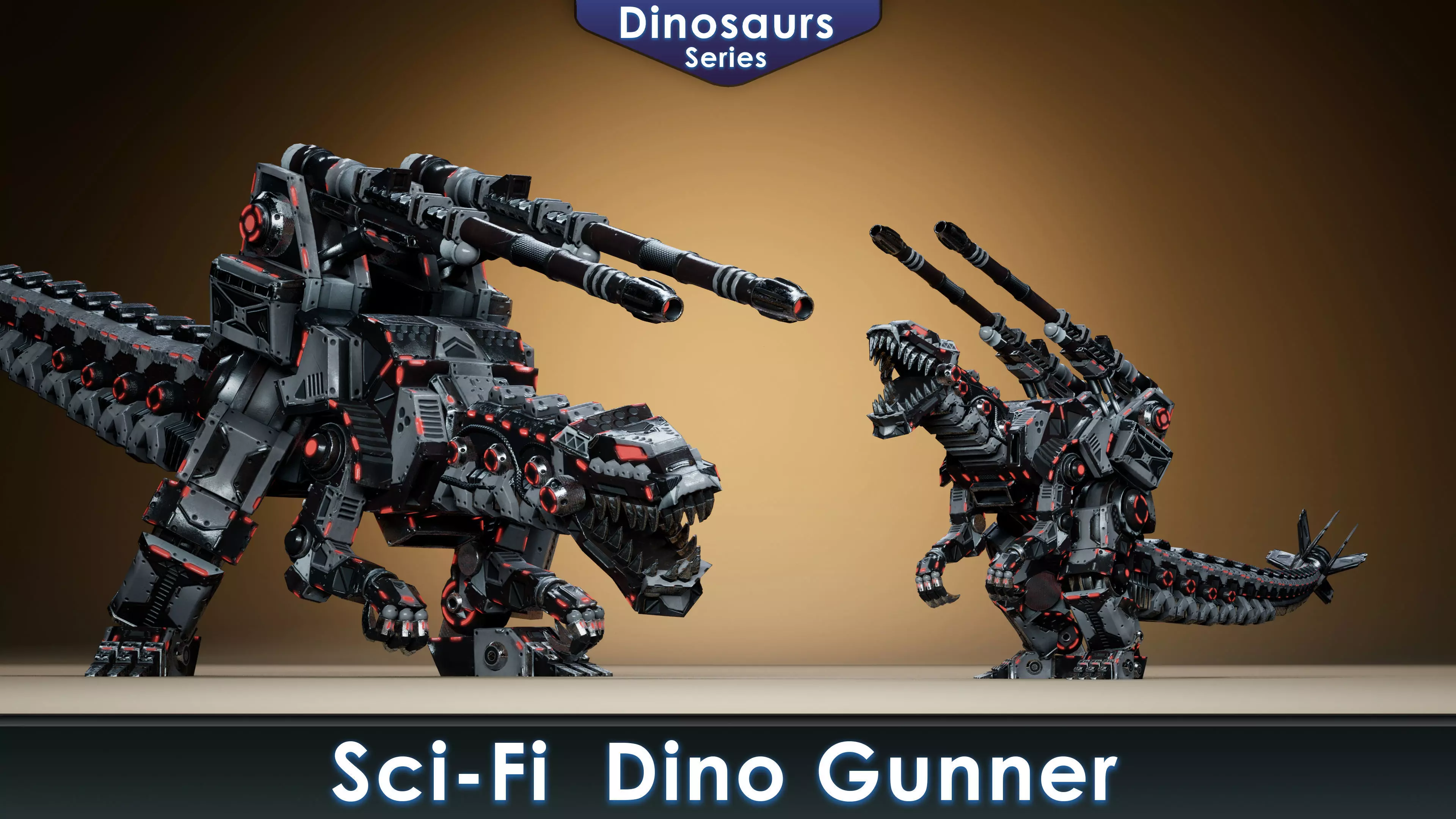 Sci-Fi Dino Gunner Low-poly 3D model_0