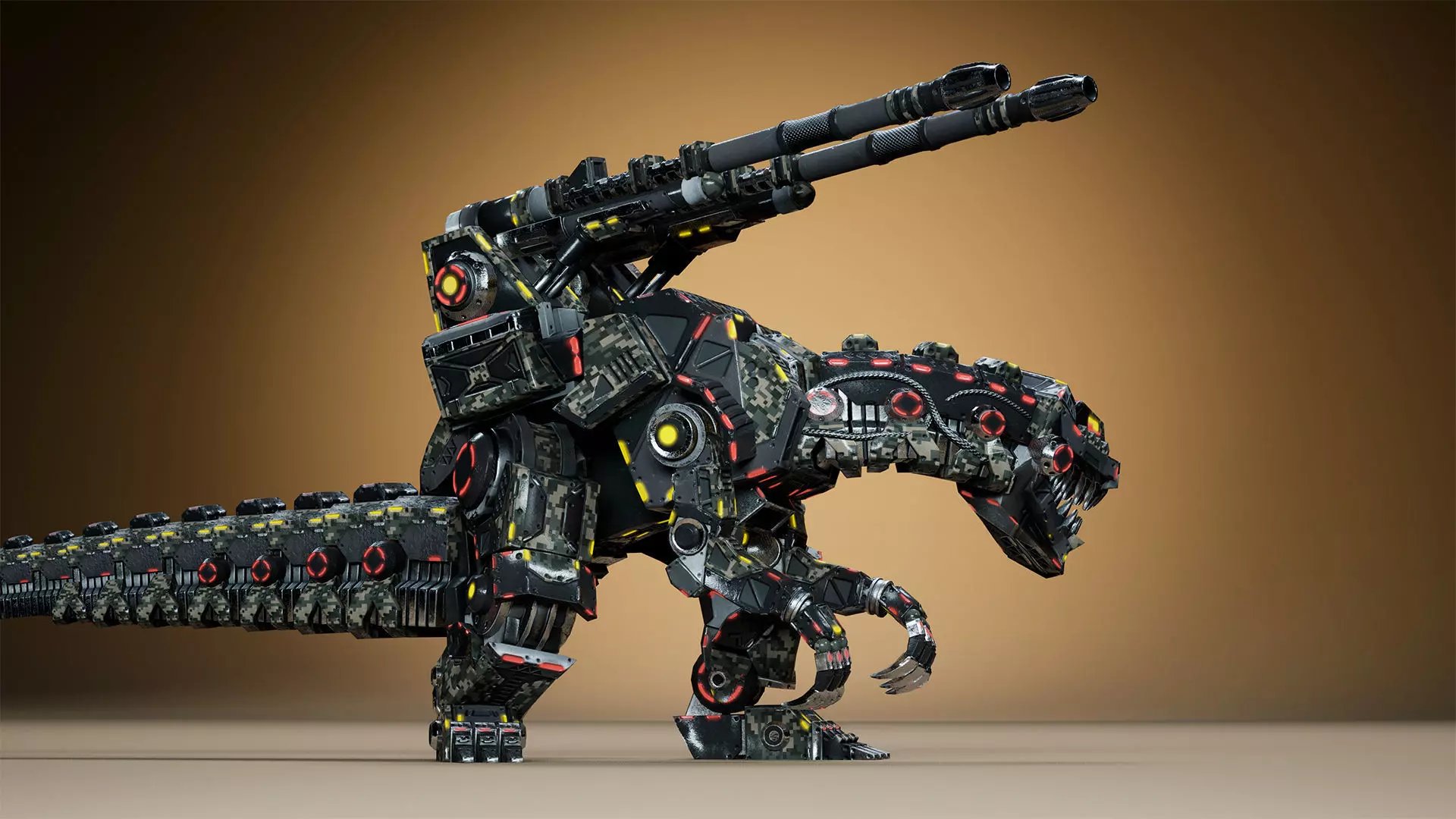 Sci-Fi Dino Gunner Low-poly 3D model_15