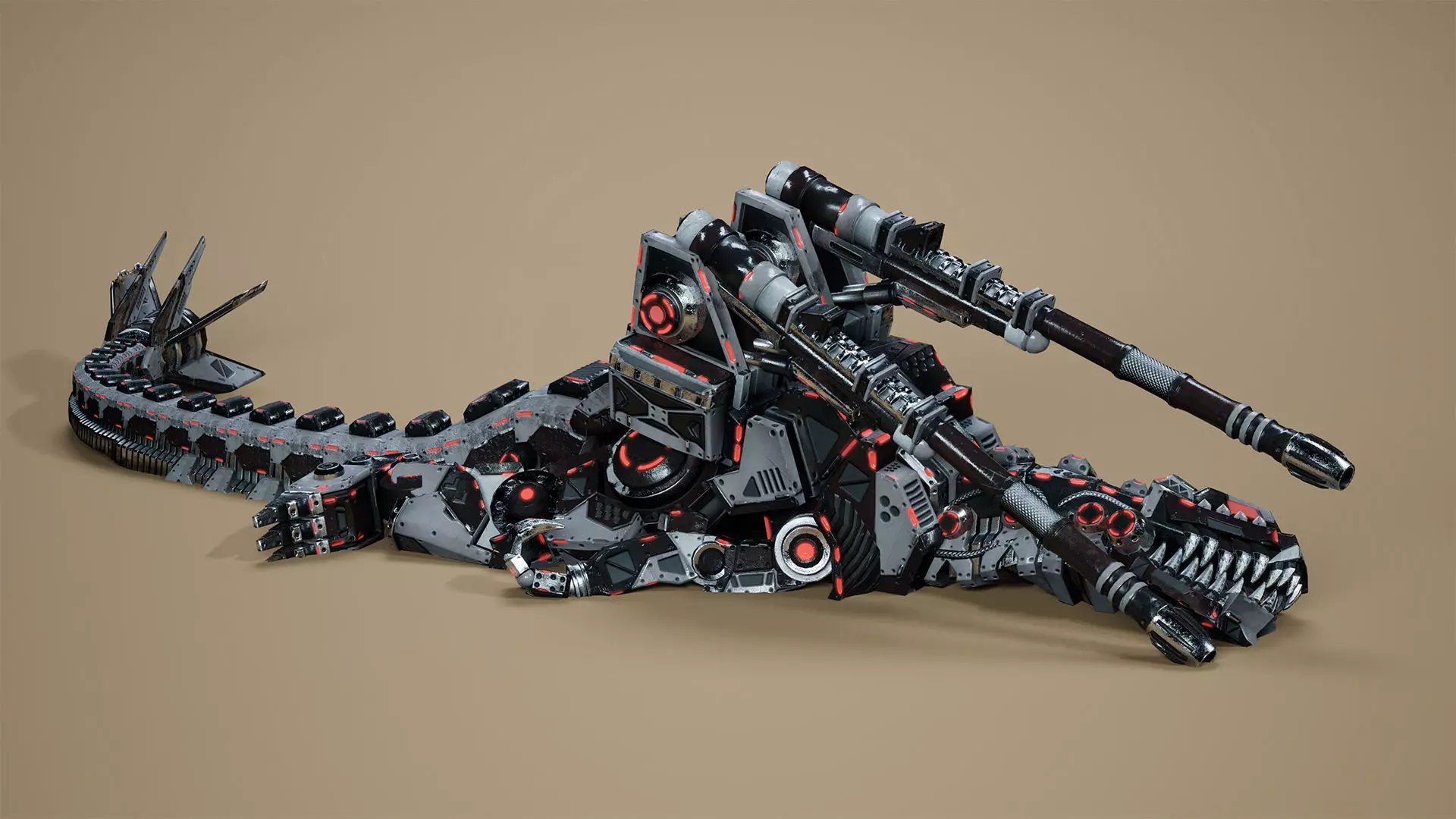 Sci-Fi Dino Gunner Low-poly 3D model_10