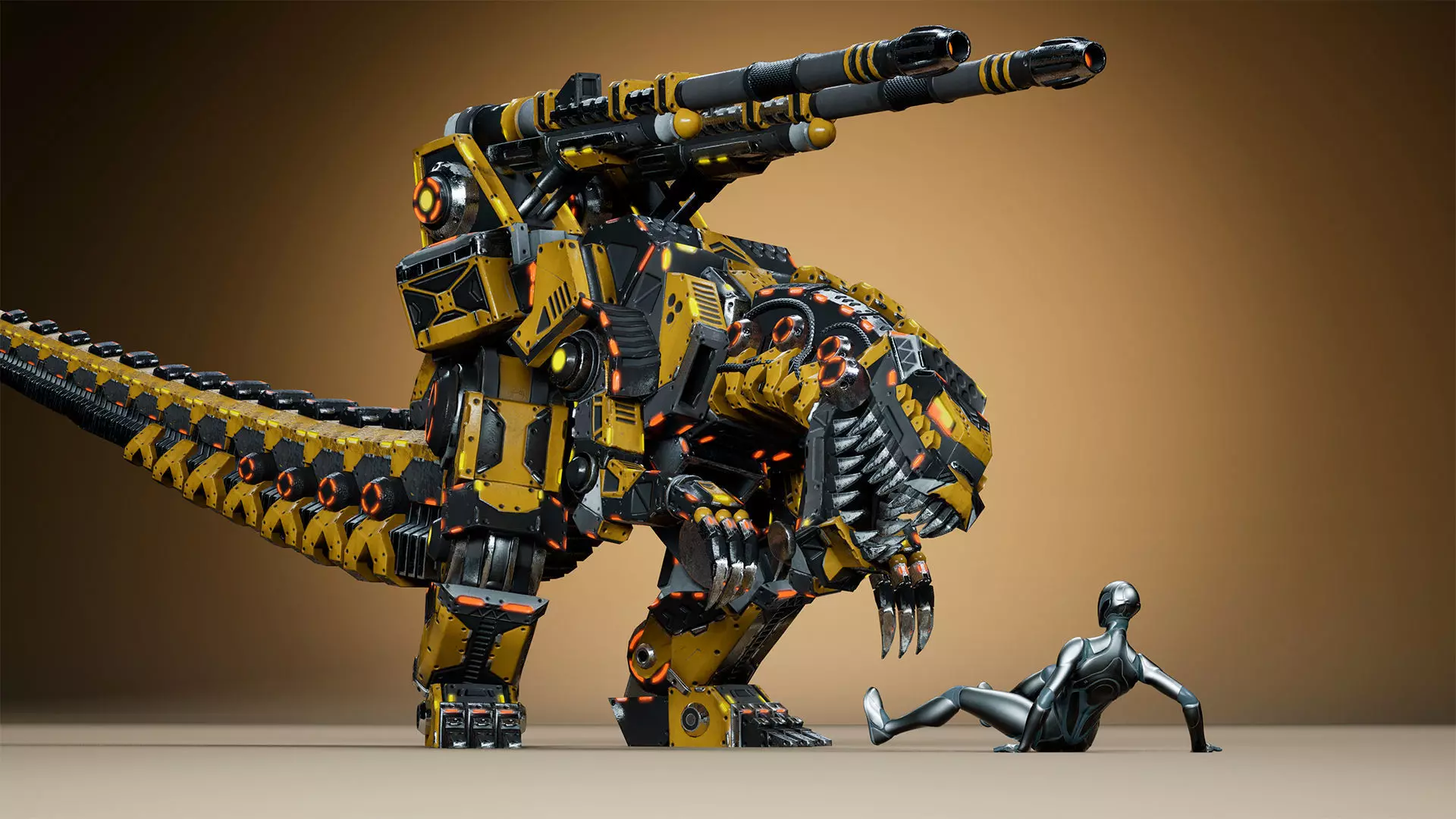 Sci-Fi Dino Gunner Low-poly 3D model_18