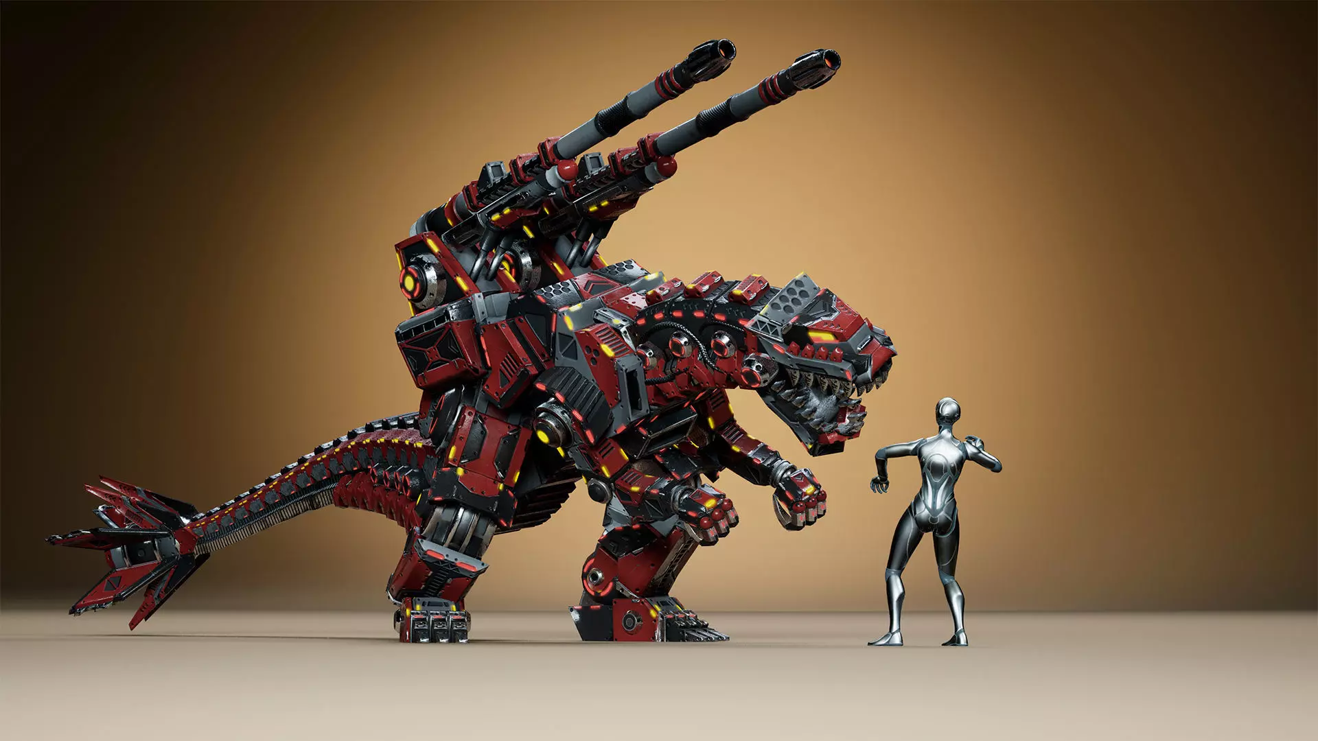 Sci-Fi Dino Gunner Low-poly 3D model_13