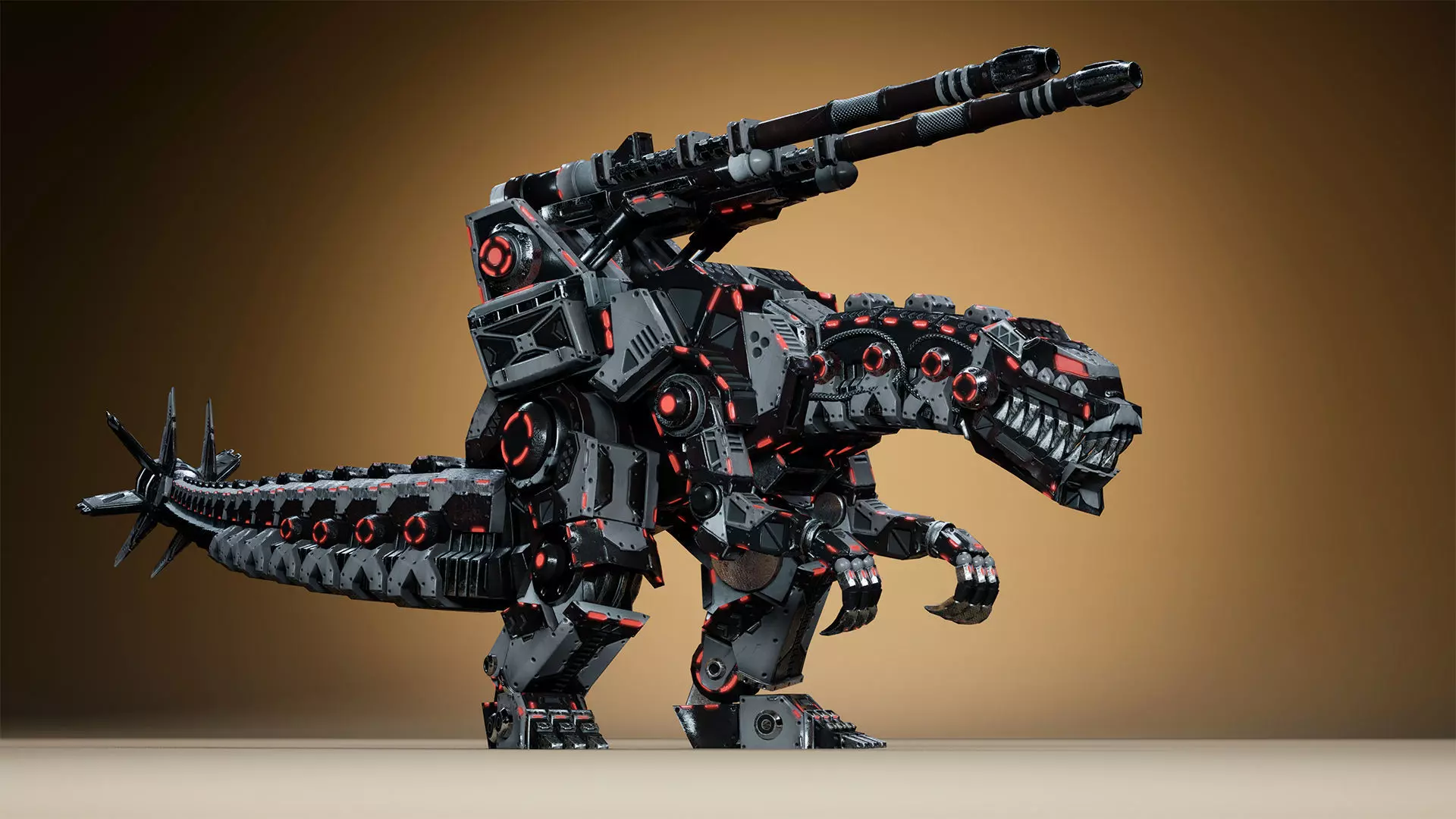 Sci-Fi Dino Gunner Low-poly 3D model_9