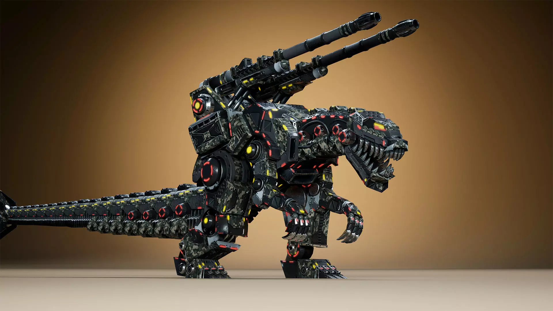 Sci-Fi Dino Gunner Low-poly 3D model_14