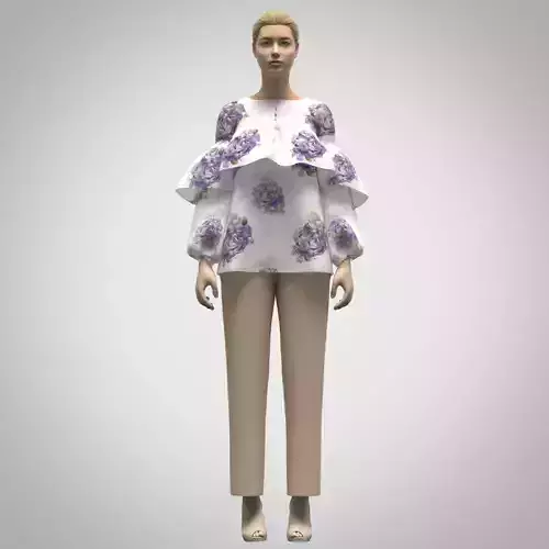 Womens blouse Rigged model 3d clothing Low-poly 3D model