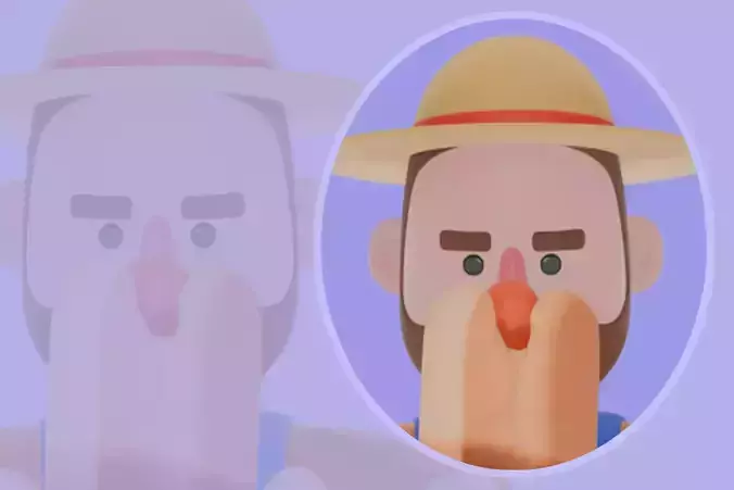 Stylized 3D Cartoon Farmer Character - Holding Wood