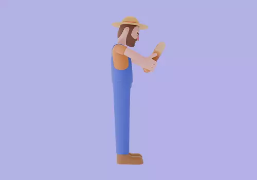 Stylized 3D Cartoon Farmer Character - Holding Wood 3D model_5