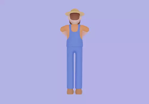 Stylized 3D Cartoon Farmer Character - Holding Wood 3D model_4