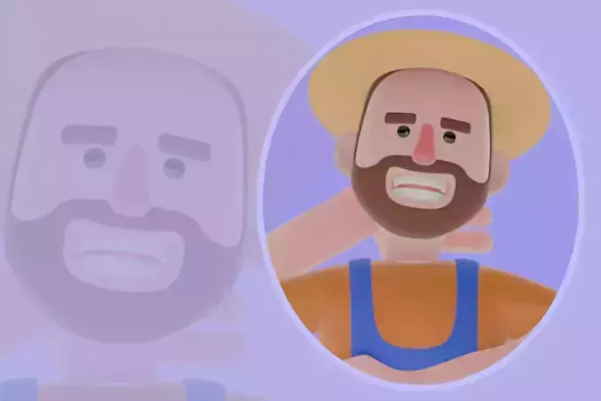 Stylized 3D Cartoon Farmer - Fighting Pose
