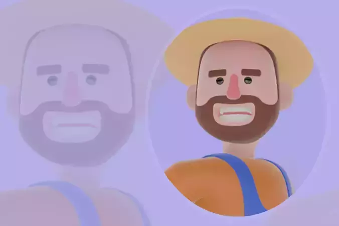 Stylized 3D Cartoon Farmer - Running Kick Pose