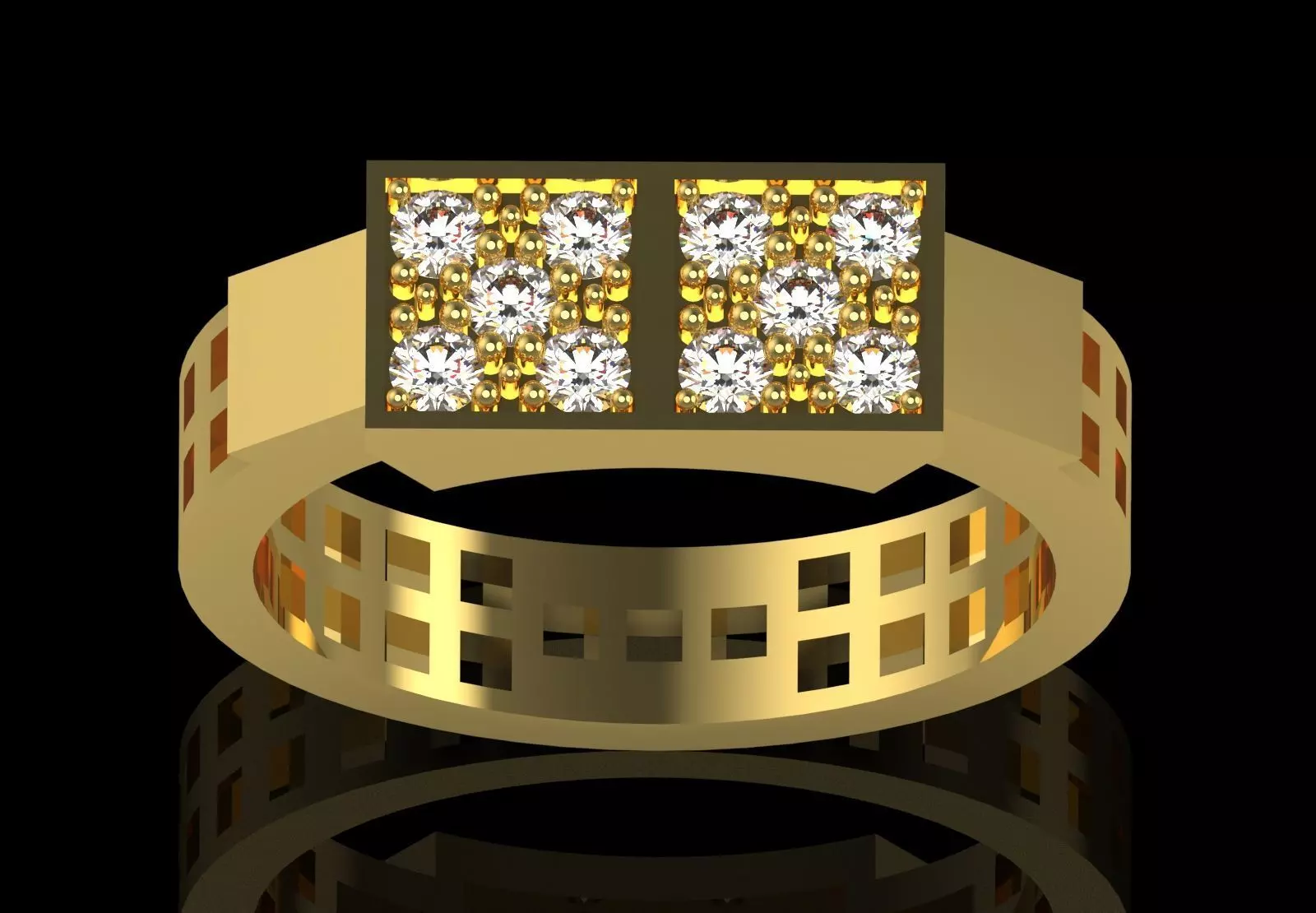 Men White Gold Sapphire and Diamond Ring Model mr0261 3D print model_18