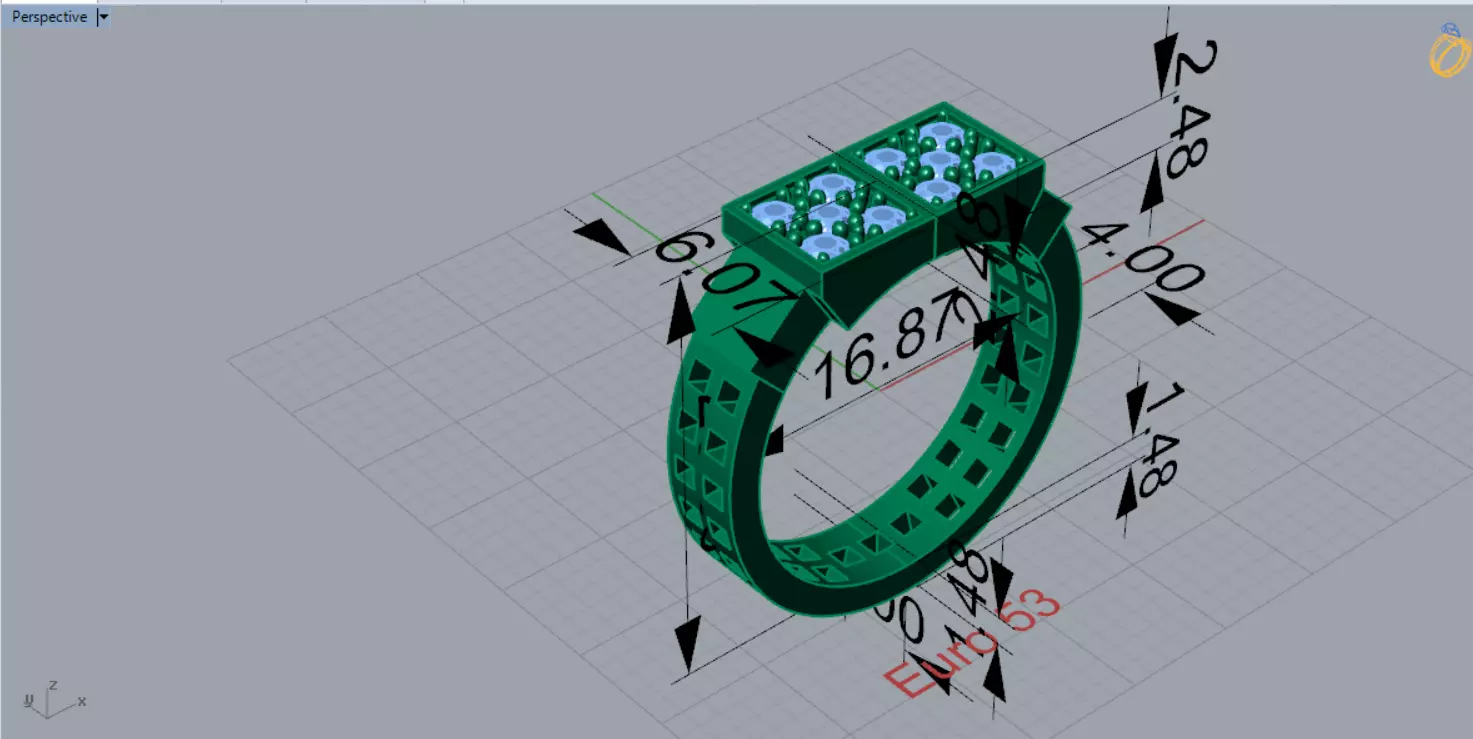 Men White Gold Sapphire and Diamond Ring Model mr0261 3D print model_11