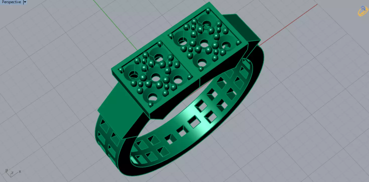 Men White Gold Sapphire and Diamond Ring Model mr0261 3D print model_6