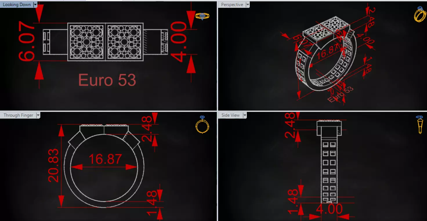 Men White Gold Sapphire and Diamond Ring Model mr0261 3D print model_21