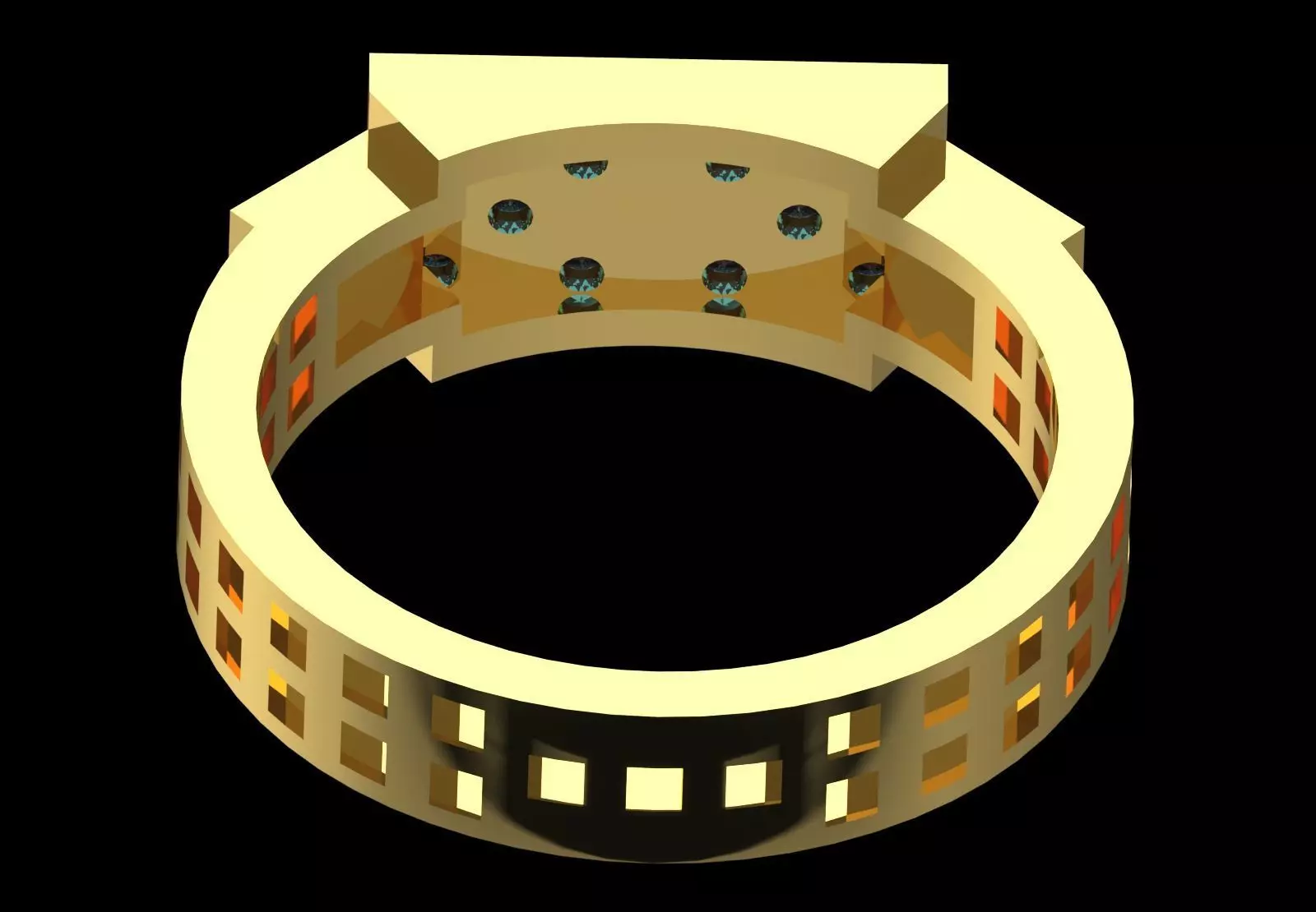 Men White Gold Sapphire and Diamond Ring Model mr0261 3D print model_16