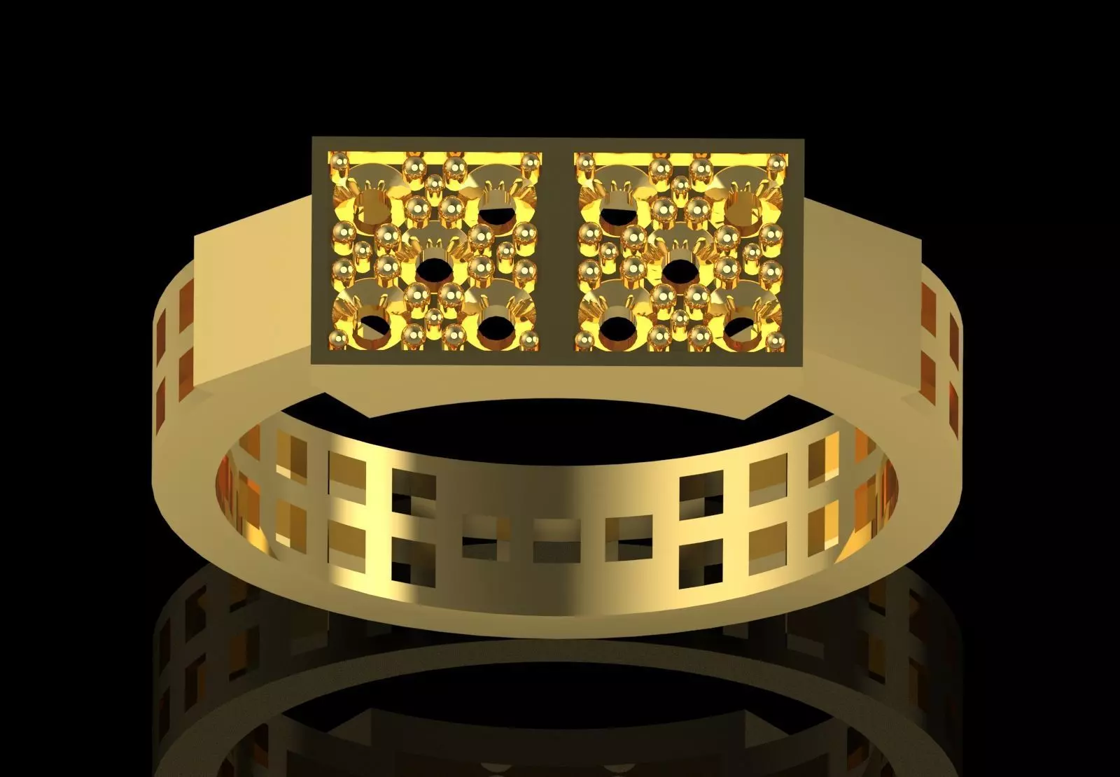 Men White Gold Sapphire and Diamond Ring Model mr0261 3D print model_17