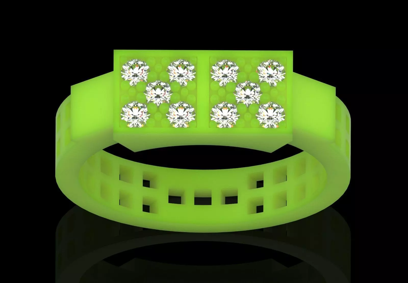 Men White Gold Sapphire and Diamond Ring Model mr0261 3D print model_27