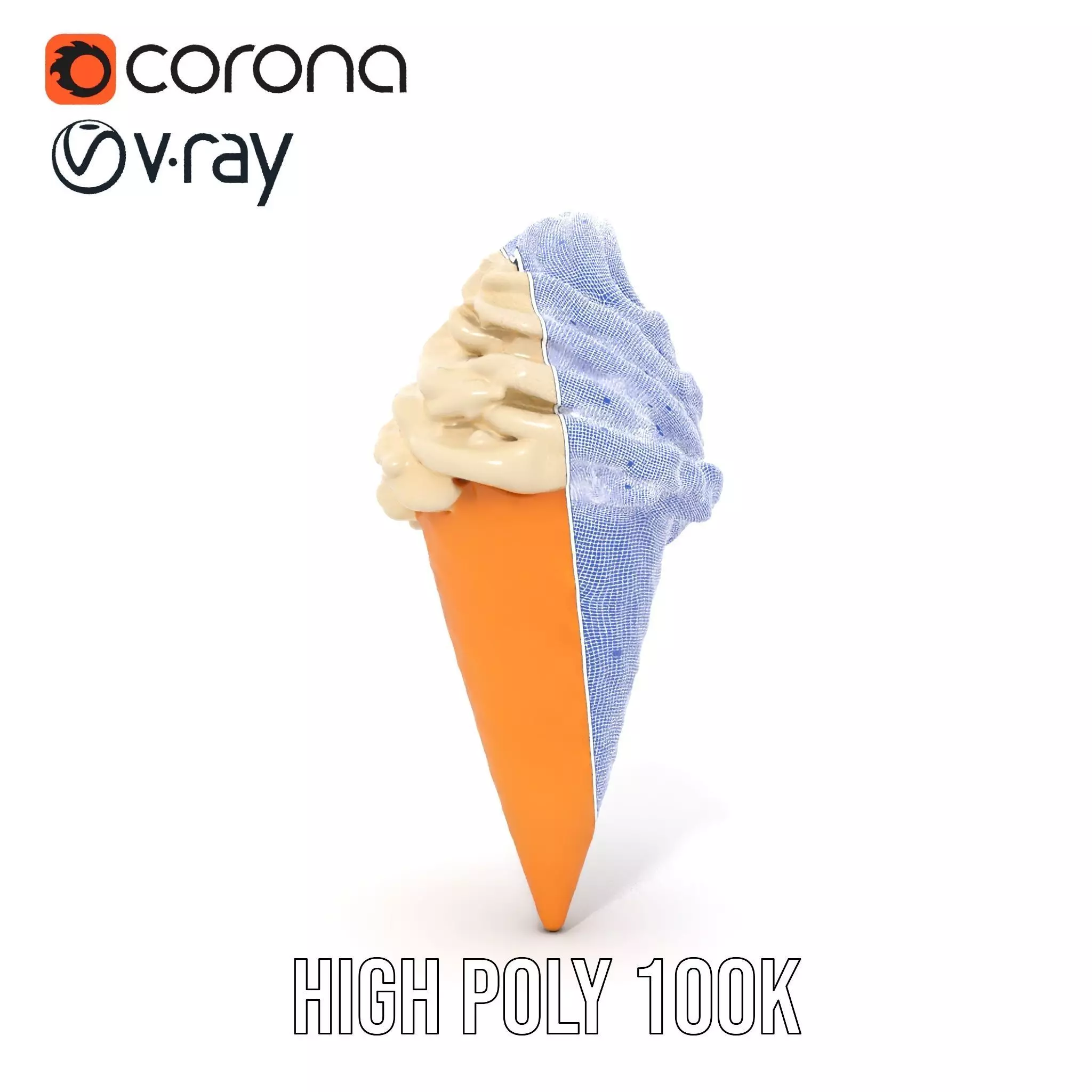 Vanilla Ice Cream Cone model pack Low-poly 3D model_34